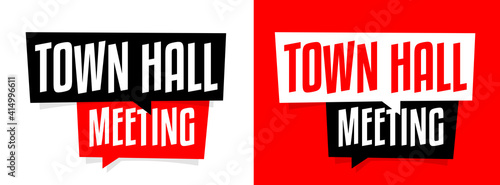 Town hall meeting on speech bubble