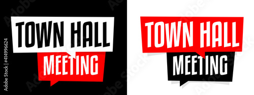 Town hall meeting on speech bubble