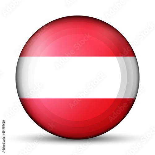 Glass light ball with flag of Austria. Round sphere, template icon. Austrian national symbol. Glossy realistic ball, 3D abstract vector illustration highlighted on a white background. Big bubble. Free Download Glass light ball with flag of Austria. Round sphere, template icon. Austrian national symbol. Glossy realistic ball, 3D abstract vector illustration highlighted on a white background. Big bubble. - GFXLoad