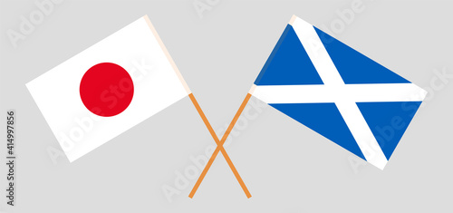 Crossed flags of Japan and Scotland