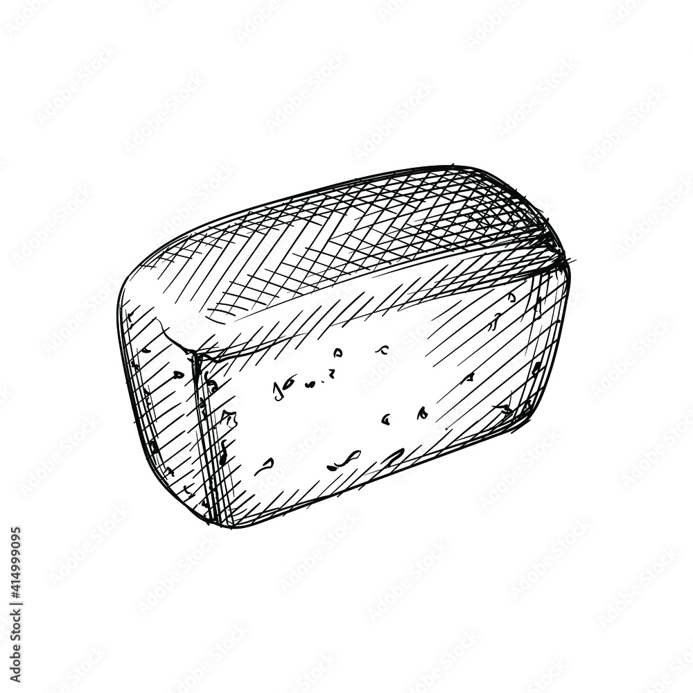 Hand drawn sketch of white sandwich bread on a white background. Bread. Bakery Hand drawn sketch of white sandwich bread on a white background. Bread. Bakery