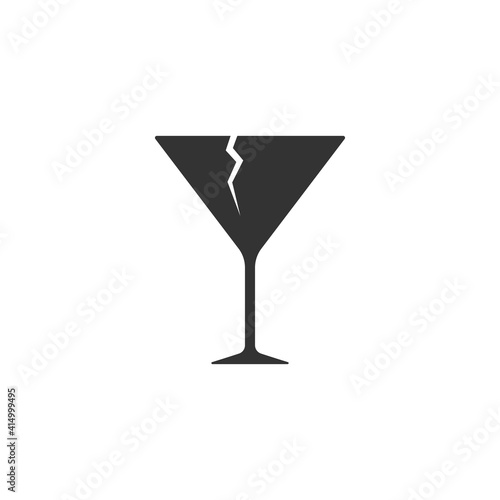 Broken cup glass icon. Drink martini silhouette symbol. Vector isolated on white