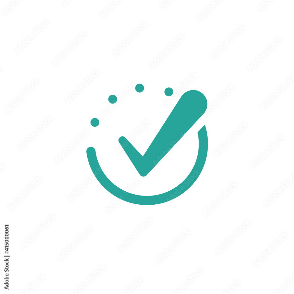 Done check mark. Valid seal icon. blue tick in circle. Flat ok sticker icon. Isolated on white. Done check mark. Valid seal icon. blue tick in circle. Flat ok sticker icon. Isolated on white.