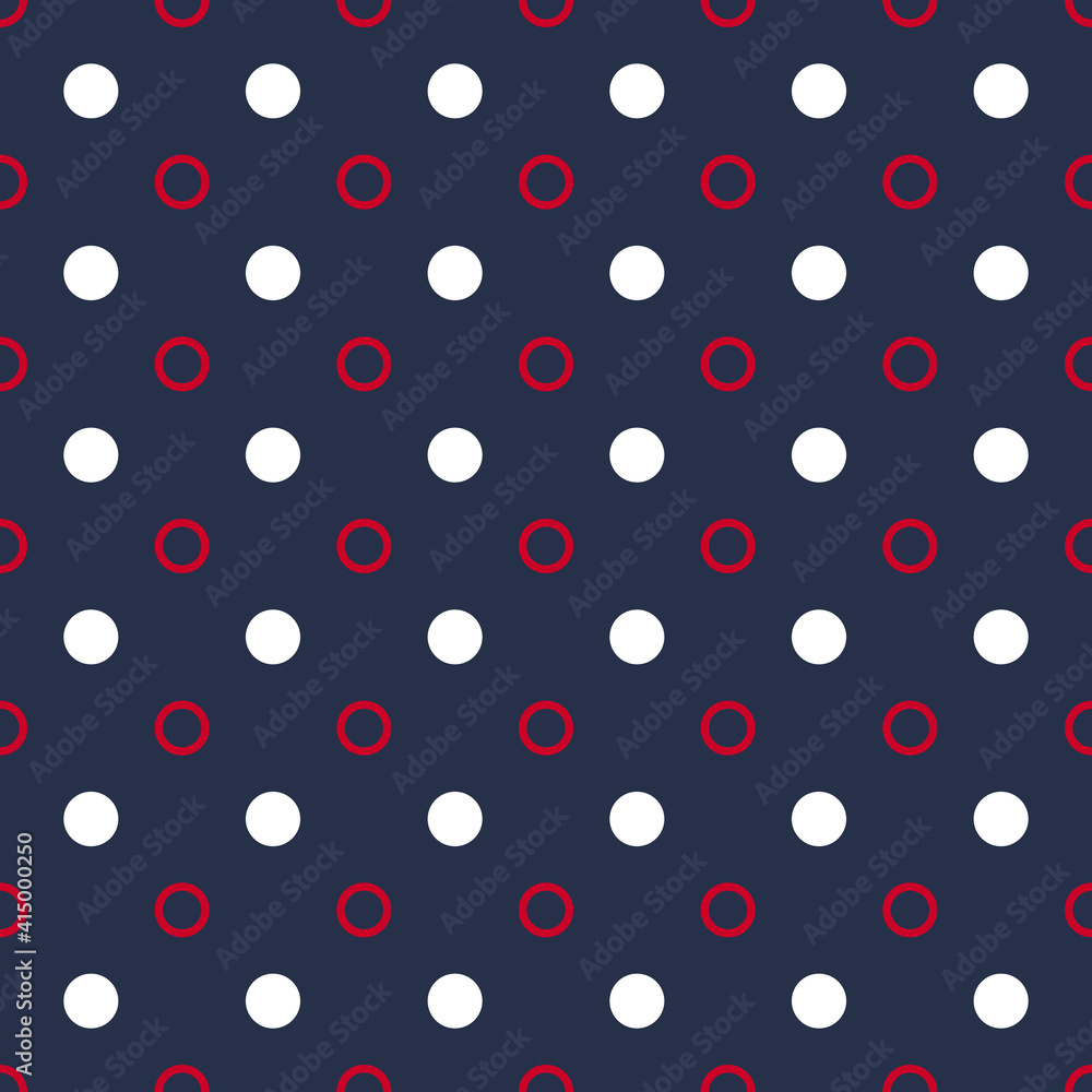 Circle polka dot seamless pattern. Us flag color. Fabric designs and backgrounds. Circle polka dot seamless pattern. Us flag color. Fabric designs and backgrounds.