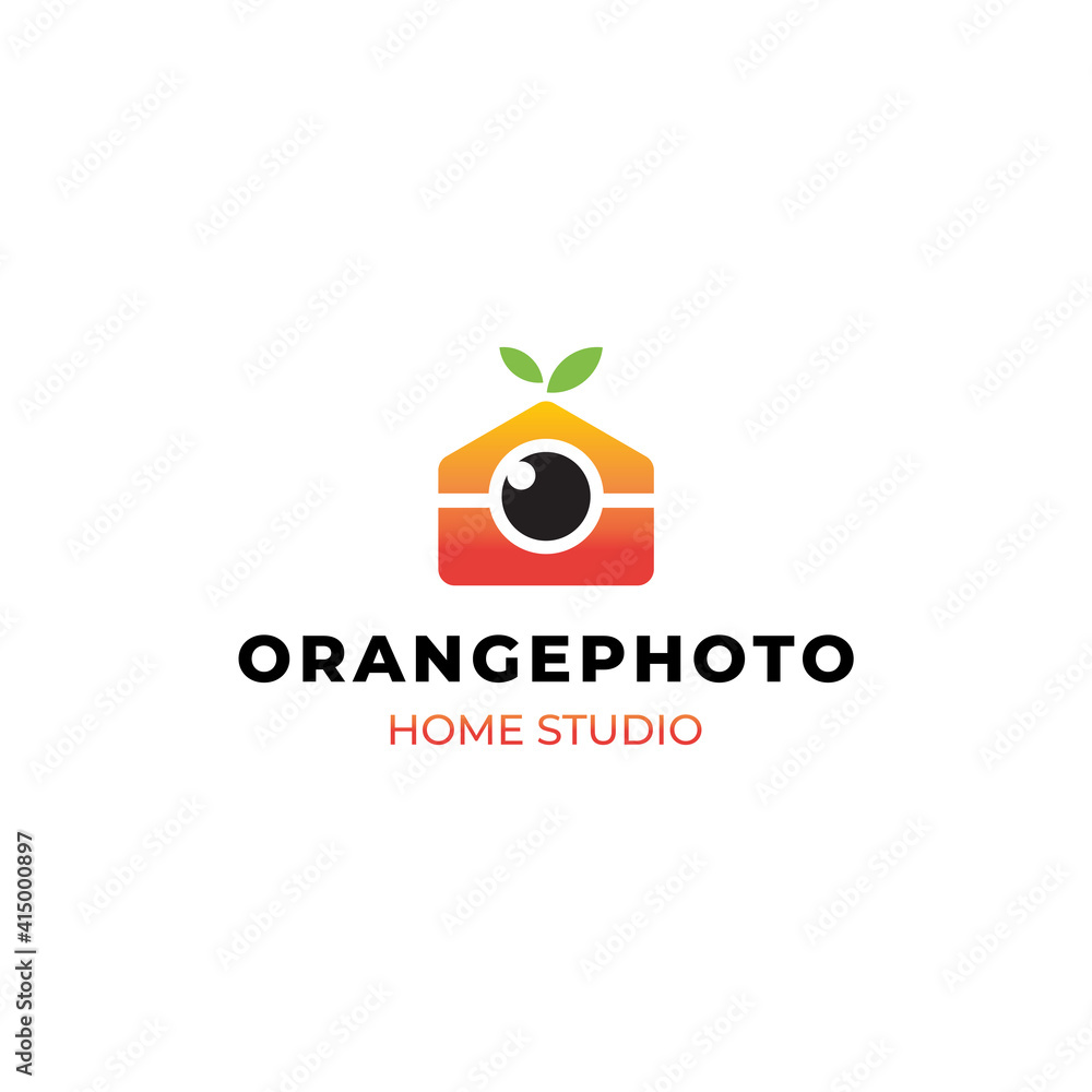 Fototapeta premium Orange Lens logo vector icon illustration simple modern unique style