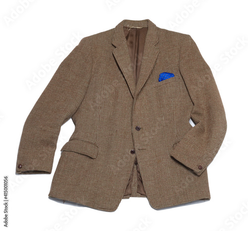 Clothing article, a tweed jacket.