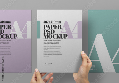 Hands Holding Flyer Mockup - A4, Set