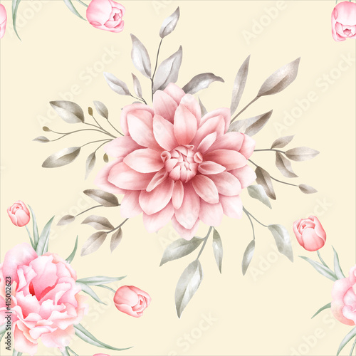 Elegant watercolor floral seamless pattern © mariadeta