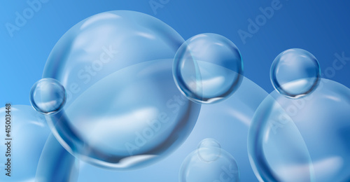 Water drops, blue and clear water drops, ocean water drops and splashes, pure Baikal water, logo of washing powder or clean fresh laundry, sale of pure water, bubbles in water