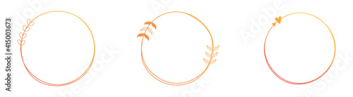 Set of round hand drawn doodle frames isolated on white background