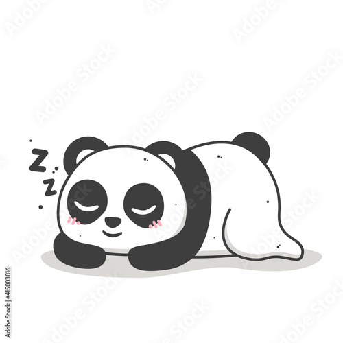 cute panda sleeping and smiling