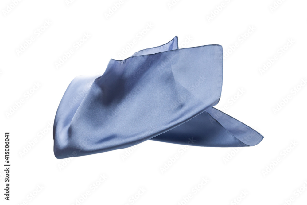 Flowing blue silk scarf isolated on white background. Flowing blue silk scarf isolated on white background.