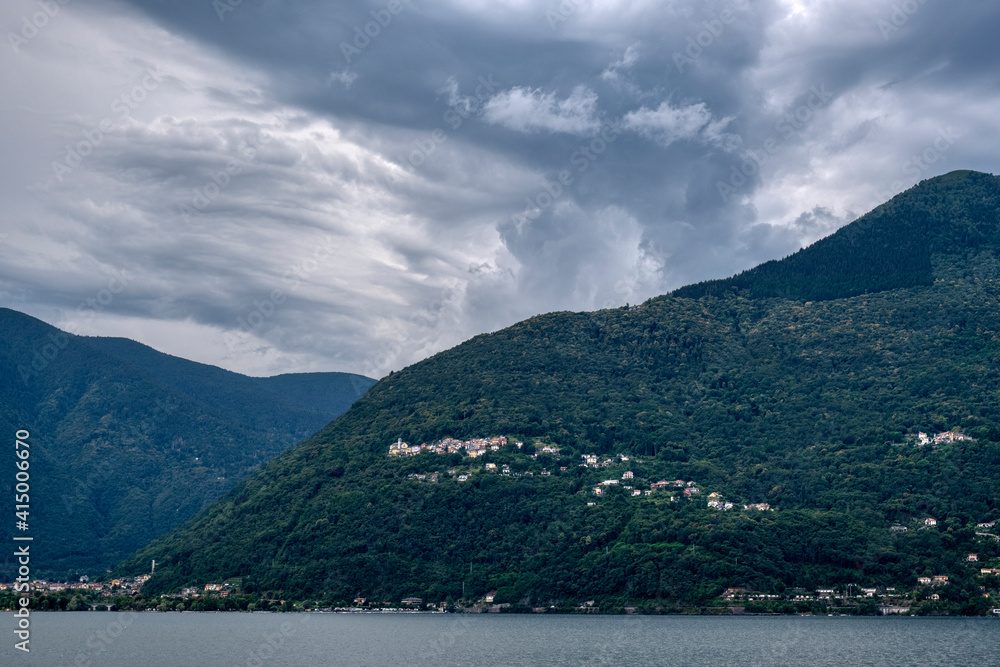 Lake View over the Lake Maggiore in Italy 
