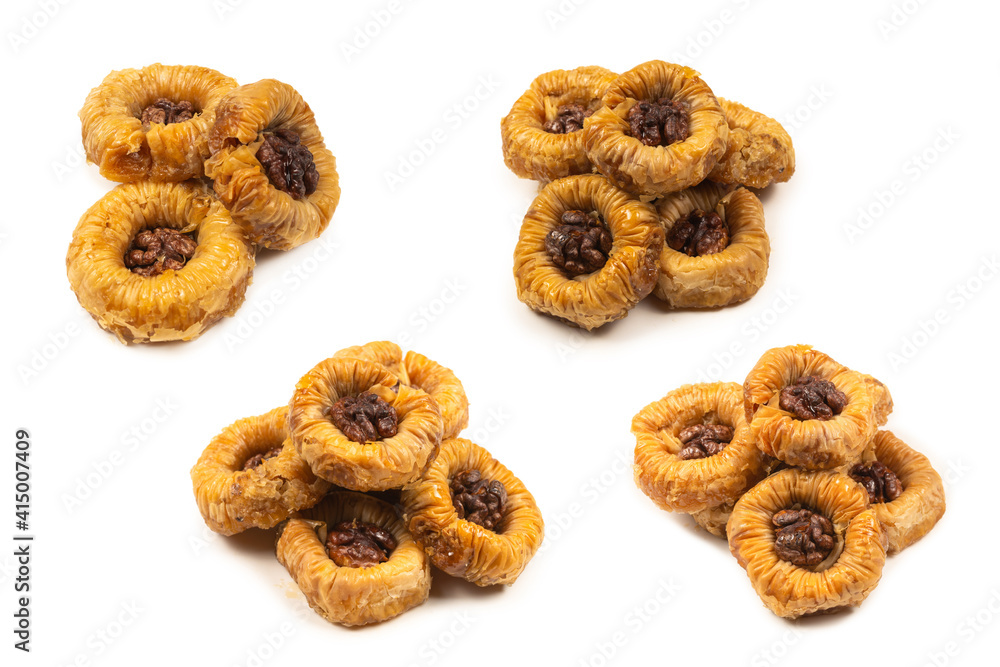 Tasty baklava isolated on white background.