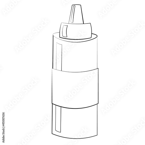 Single element ketchup. Draw illustration black and white