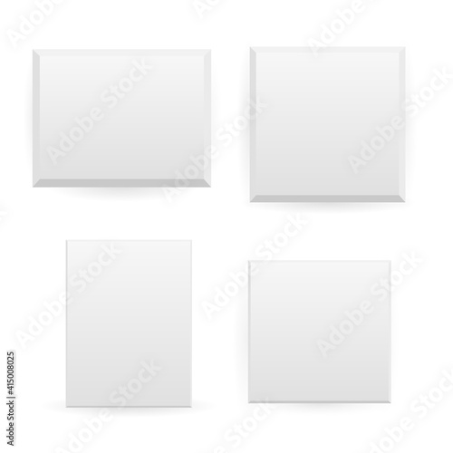 Set Presentation square restangle picture frame design with shadow on transparent background. 3D Board Banner on isolated clean blank wall. Vector illustration EPS10 for photo, image, text promotional © Yuriy Bogdanov