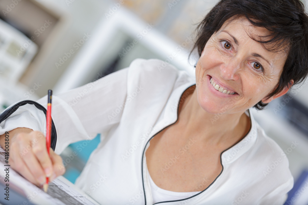happy creative craftswoman over new sketch happy creative craftswoman over new sketch