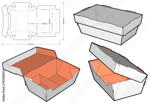 Delivery Food Packaging and Die-cut Pattern. The .eps file is full scale and fully functional. Prepared for real cardboard production.