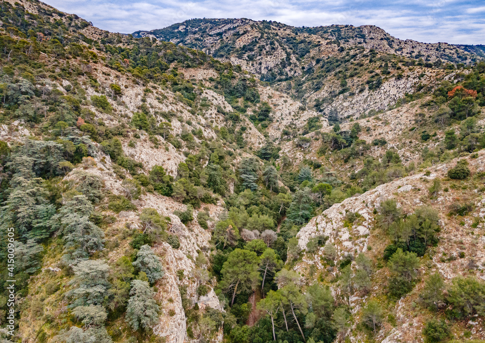 mountains as seen from the flight of the drone