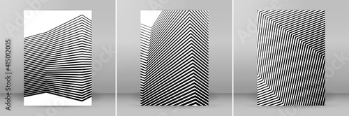 Business templates for multipurpose presentation slides. Easy editable vector EPS 10 layouts. Set of 3 vertical brochure flyer A4 format, Annual report mockup graphic colors black white