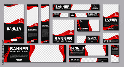 set of creative web banners of standard size with a place for photos. Modern template design