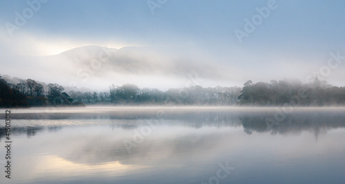 Misty morning reflections on the lake 