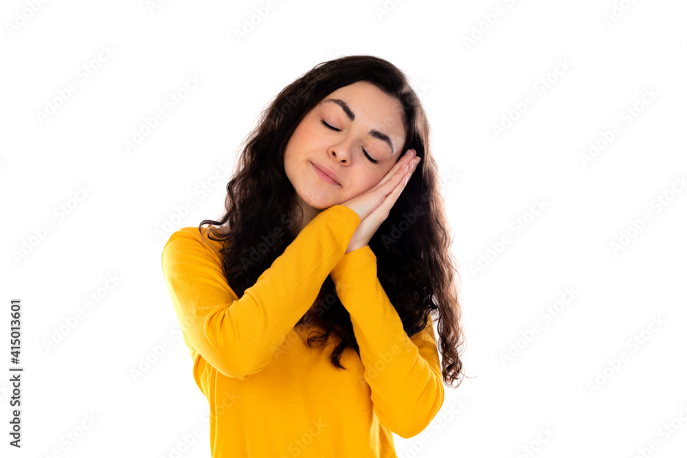 Adorable teenage girl with yellow sweater Adorable teenage girl with yellow sweater