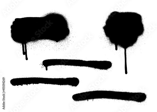 Set of graffiti spray banner. Vector spray paint shapes with smudges