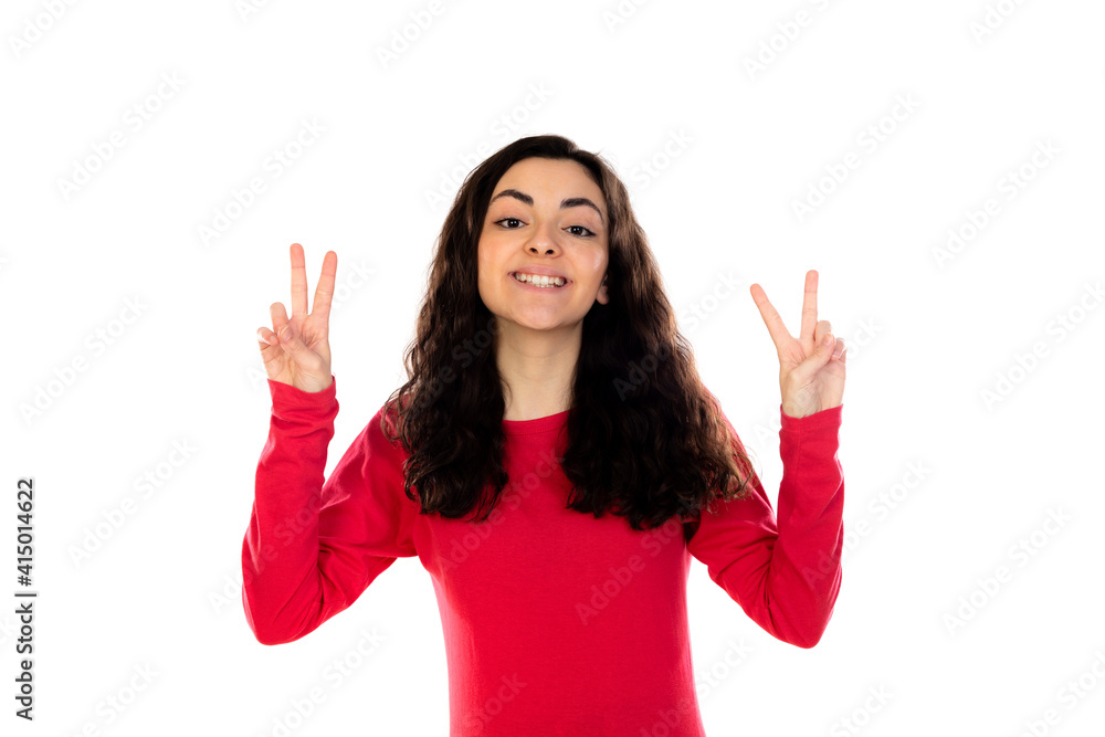 Adorable teenage girl with red sweater Adorable teenage girl with red sweater