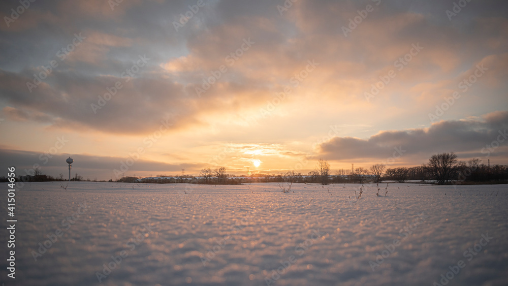 sunset with snow
