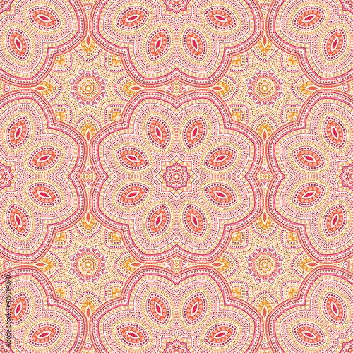 Muslim authentic floral vector seamless ornament. Wallpaper print design. Abstract victorian motif. Wall print design. Geometric shapes elements texture.