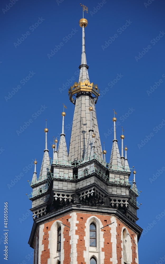 Obraz premium Tower of Saint Mary's Church in Krakow, Poland