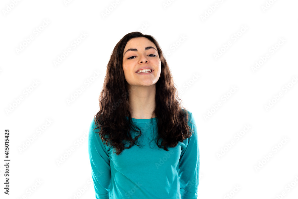 Adorable teenage girl with blue sweater Adorable teenage girl with blue sweater