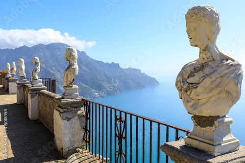 Terrace of Infinity, Gardens of Villa Cimbrone, cliff top Ravello, Amalfi Coast, Campania photo