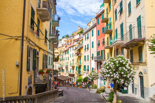 Picturesque coastal village of Riomaggiore, Cinque Terre, Italy.