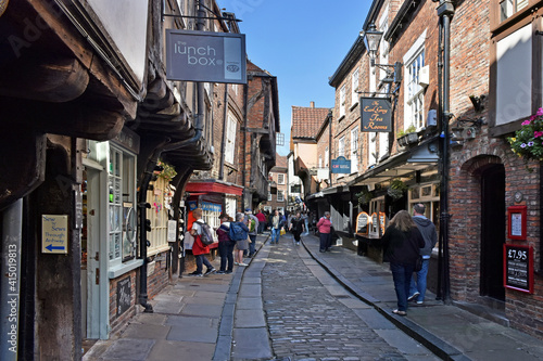 The Shambles, the ancient street of the butchers of York, mentioned in the Doomsday Book of William the Conqueror, York, Yorkshire photo