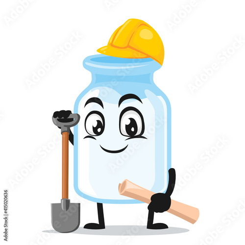 vector illustration of milk mascot wearing builder costume