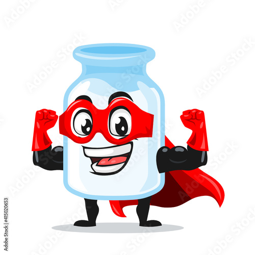 vector illustration of milk mascot wearing super hero costume