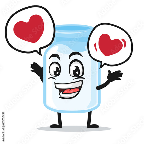 vector illustration of milk mascot says with love in bubble speech