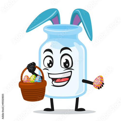 vector illustration of milk mascot wearing bunny hat 