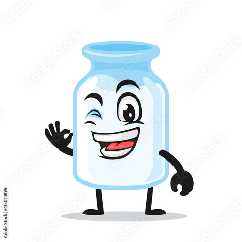 vector illustration of milk mascot with love eye