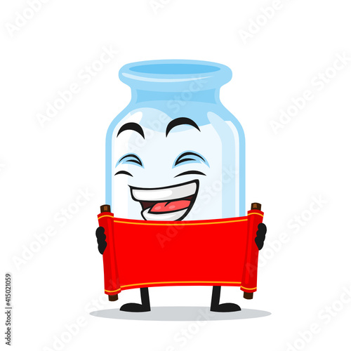 vector illustration of milk mascot holding blank wooden