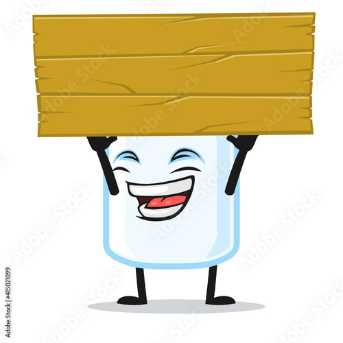 vector illustration of milk mascot says with blank balloon speech