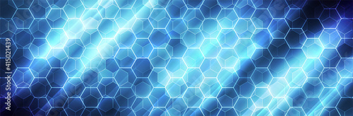 Hexagon background. Blue technology pattern. Futuristic backdrop. Hex vector illustration 