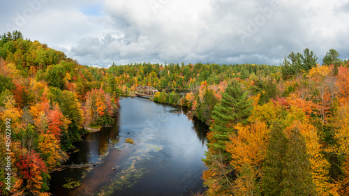 Beautiful autumn Colors on County Road 510 Trestle Bridge near Marquette Michigan  - Upper Peninsula Negaunee 