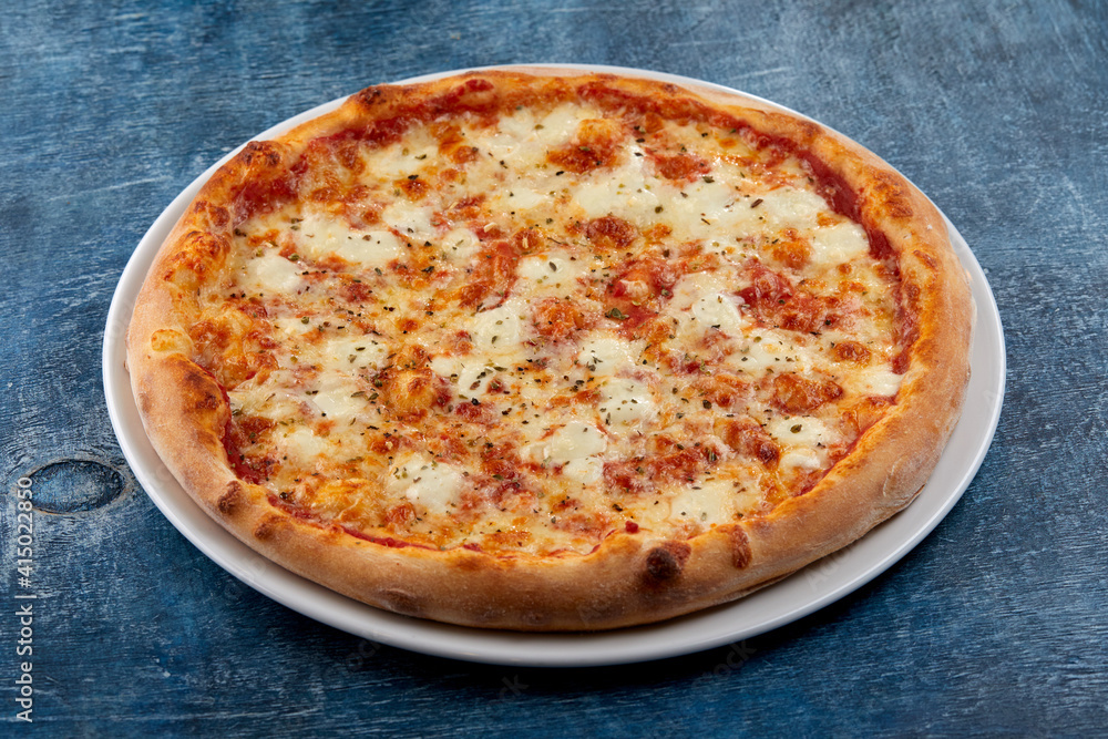 fresh pizza on the white plate fresh pizza on the white plate