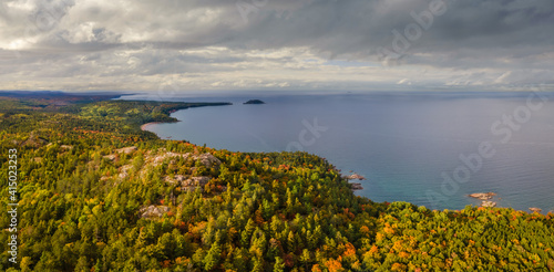 Beautiful Autumn view of Lake Superior Sugarloaf Mountain Overlook  near  Marquette Michigan - Upper Peninsula photo