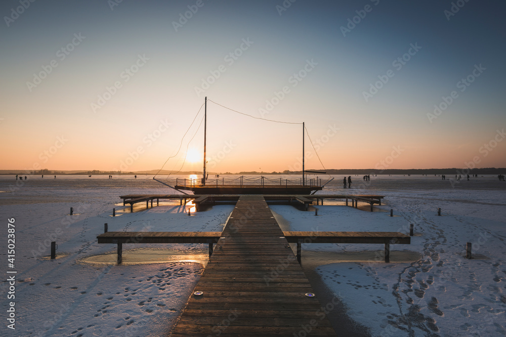 Germany, Brandenburg, Rangsdorf, Winter landscape with frozen lake Germany, Brandenburg, Rangsdorf, Winter landscape with frozen lake