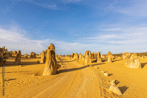 Australia, Oceania, Western Australia, Cervantes, Namburg National Park, Dirt road on Pinnacles Desert  photo