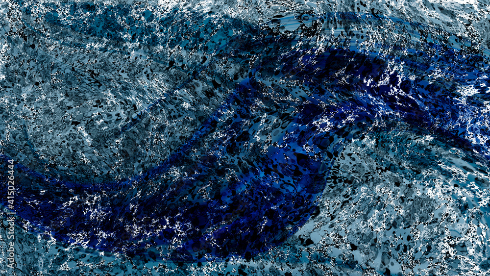 Liquid painting with translucent flows creating beautiful imperfections amid chaos of blue colors and textures Liquid painting with translucent flows creating beautiful imperfections amid chaos of blue colors and textures